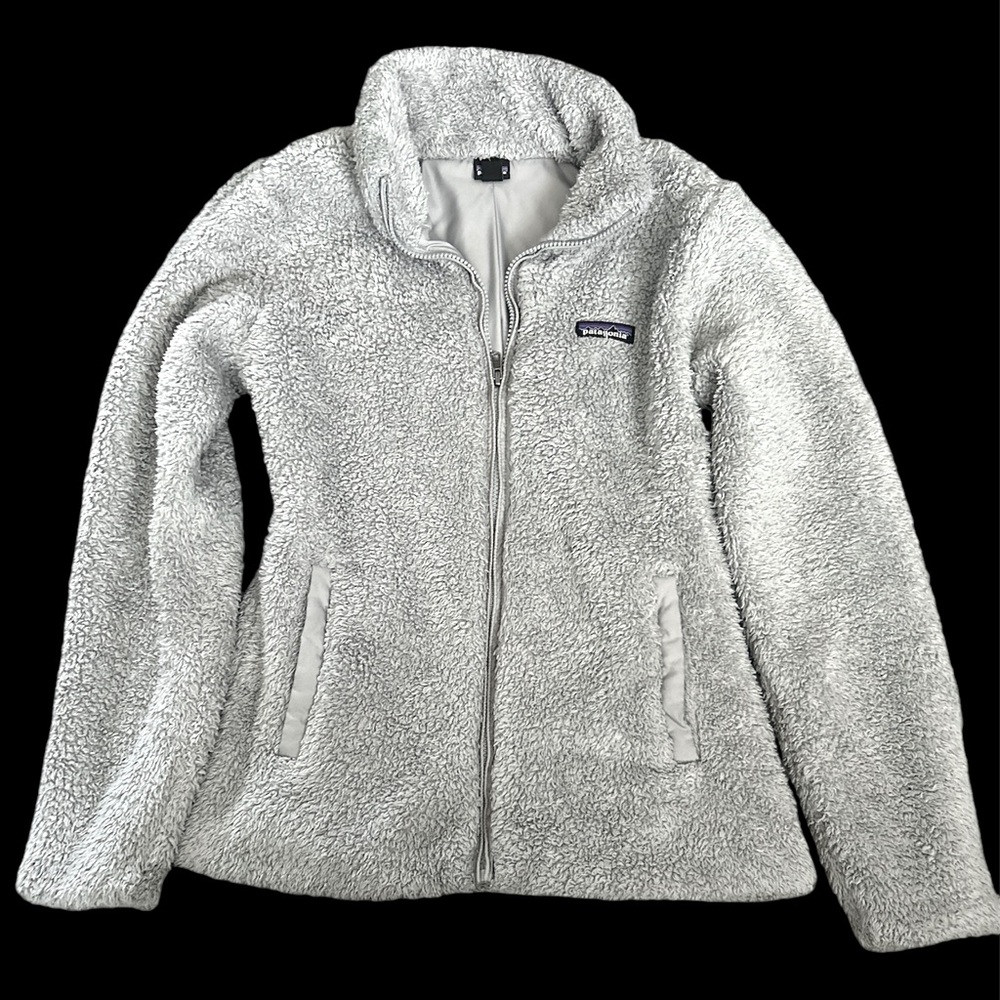 PATAGONIA LOS GATOS Jacket Women Small Gray Fleece Sherpa Full Zip